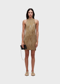 Vestido Raglan Curto Plissado Gold Caqui/Dourado – Osklen – foto 1