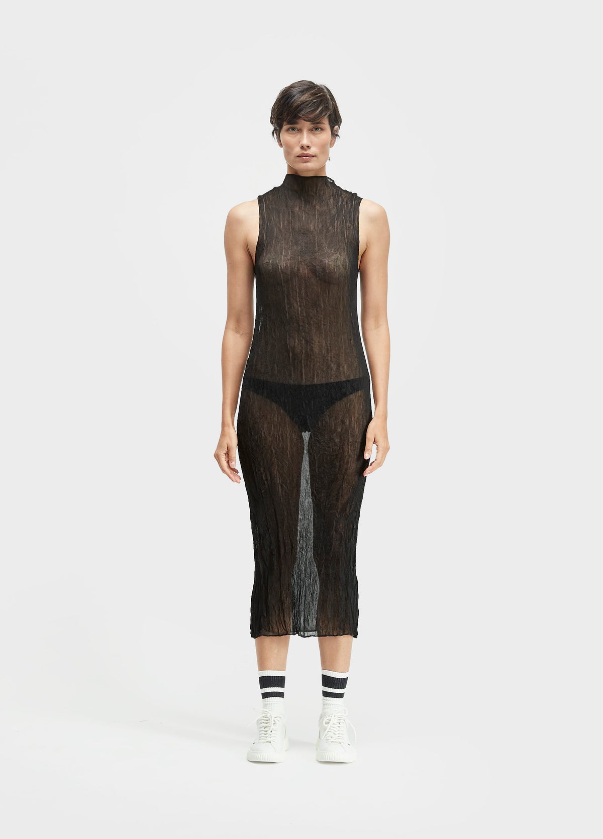 Vestido Sleeveless Plissé Duo Preto/Off-White – Osklen – foto 6
