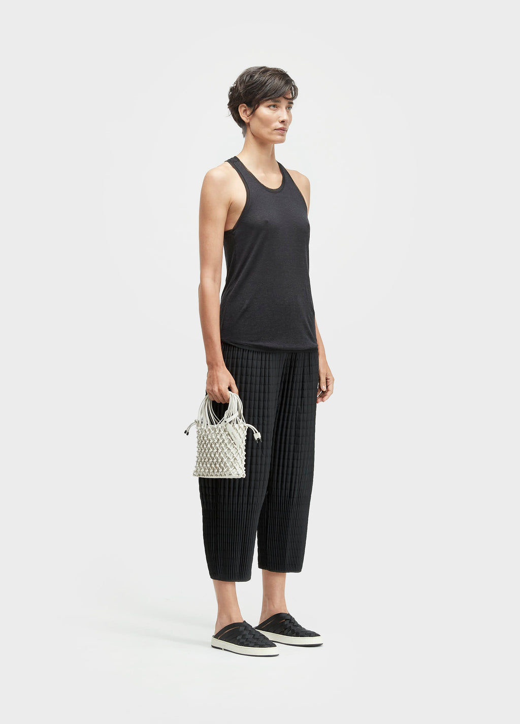 Calça Over Plissé Matelassê Double Off-White/Preto – Osklen – foto 1