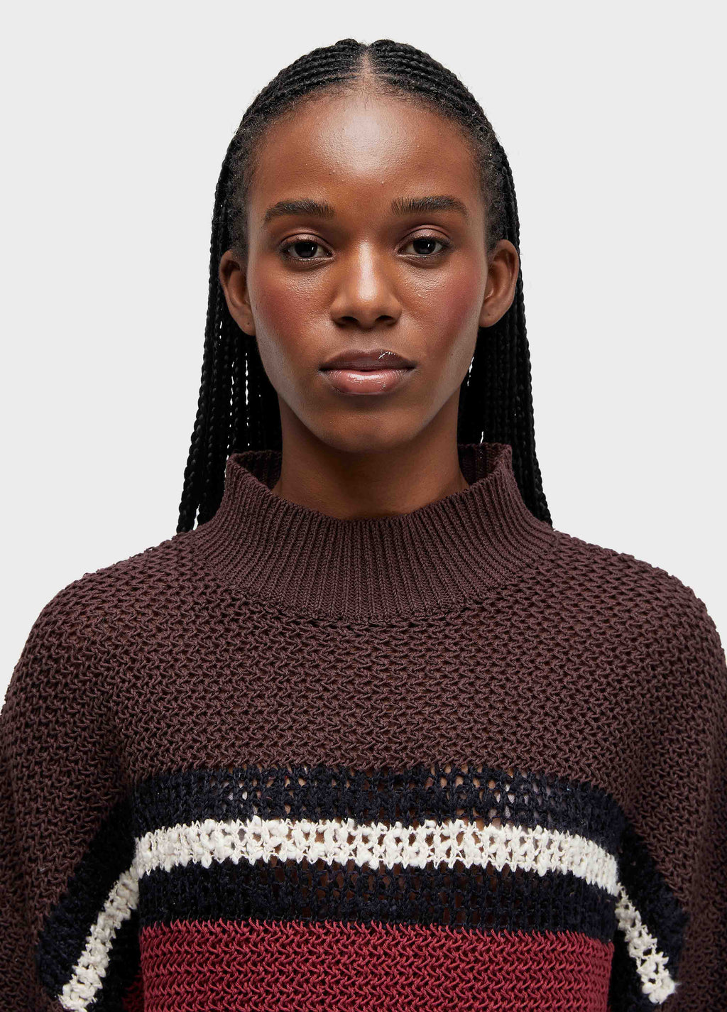 Blusa ML Tricot Cabinet Stripes Marrom/Marinho – Osklen – foto 3