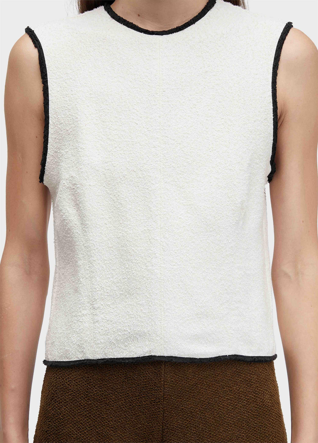 Blusa Sleeveless Cotton Texture Off-White Preto – Osklen – foto 3