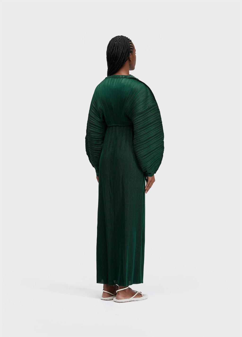 Vestido Raglan Duo Longo Plissé Verde Esmeralda – Osklen – foto 5