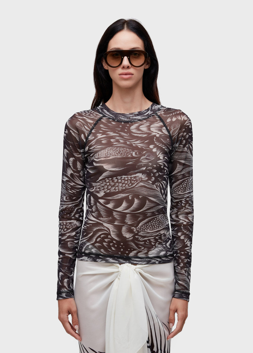 Blusa ML Tule Pirarucu Trace Preto/Off-White – Osklen – foto 1