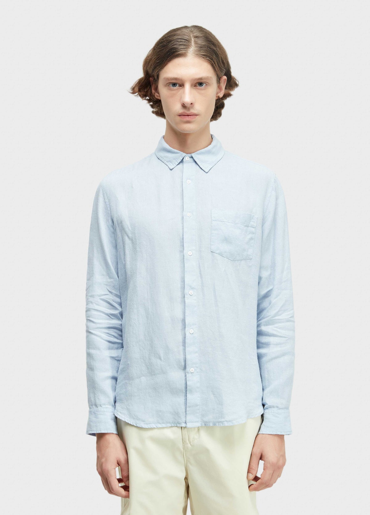 CAMISA CLASSIC LINEN ML AZUL CLARO
