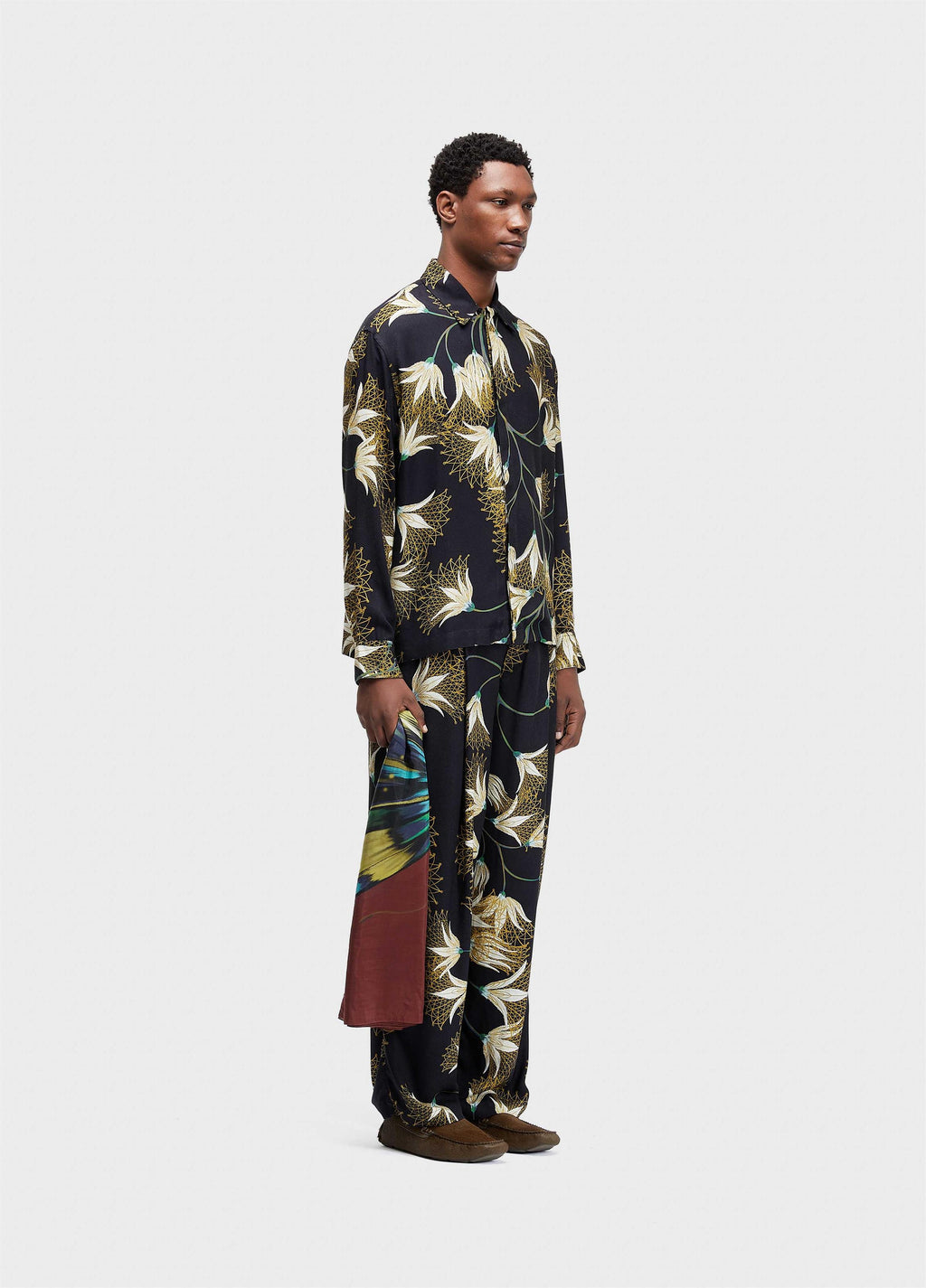 Camisa Floral Trama ML Preto Laranja – Osklen – foto 2