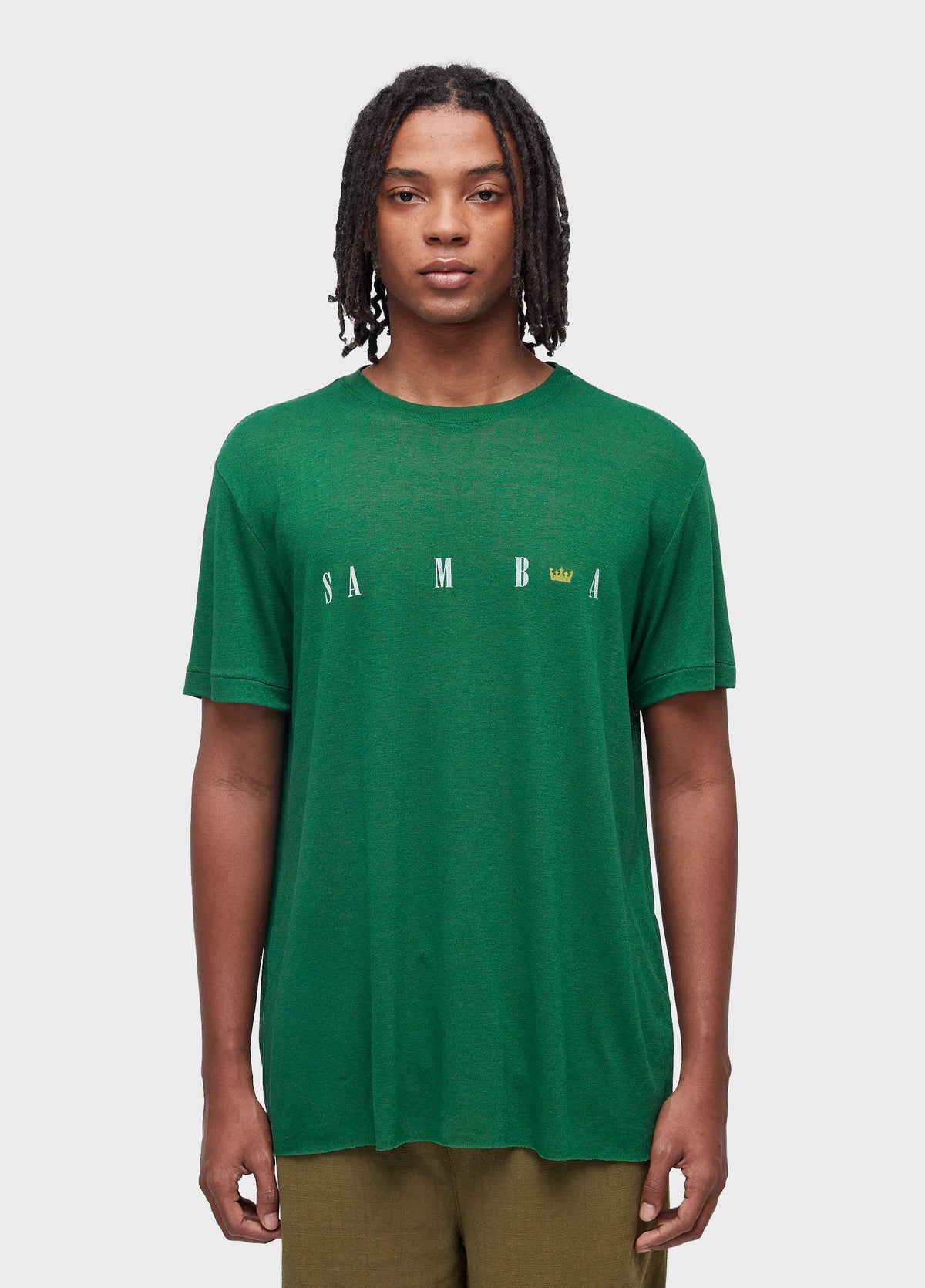 T-SHIRT SAMBA COROA LIGHT LINEN MC VERDE MATA