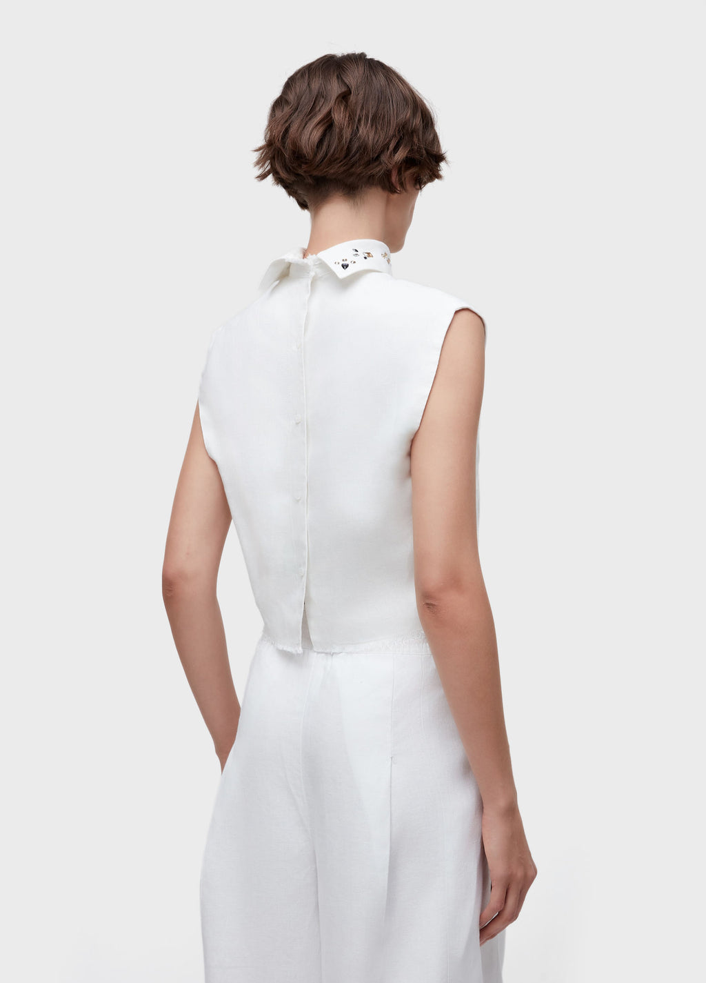 Blusa Sleeveless Linen Cristais Off-White – Osklen – foto 4