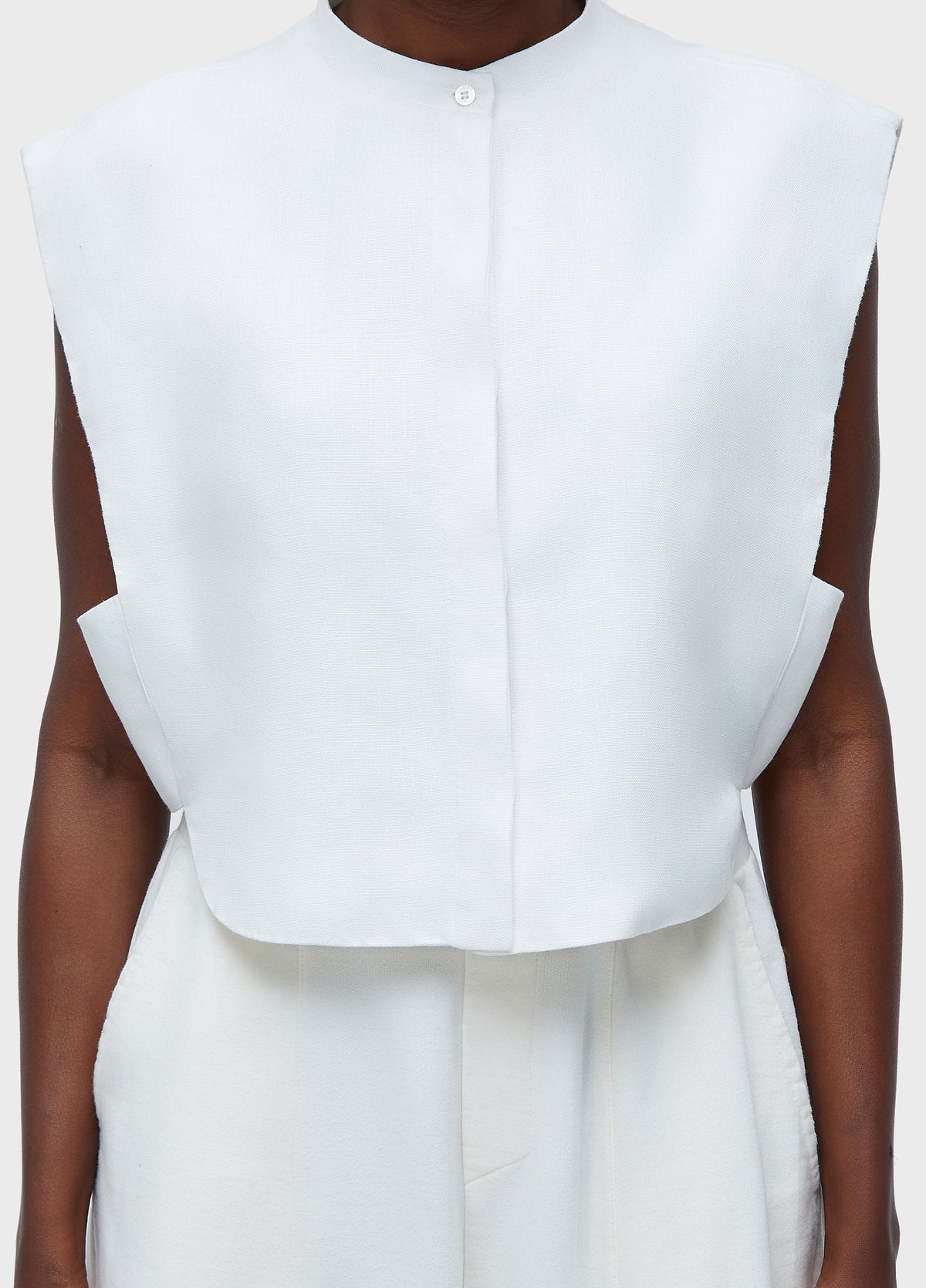 BLUSA SMOKING SLEEVELESS LINEN