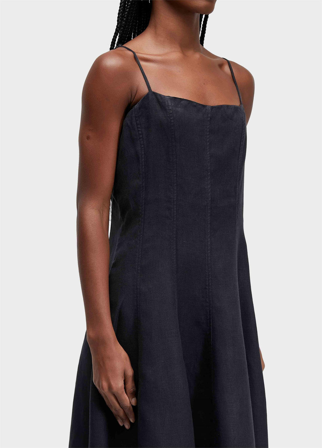 Vestido Alças Pespontos Linen Preto – Osklen – foto 2