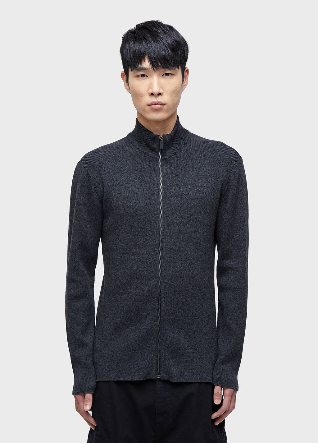 Sweater Tricot Zipped Cotton Cinza Mescla Escuro – Osklen – foto 1