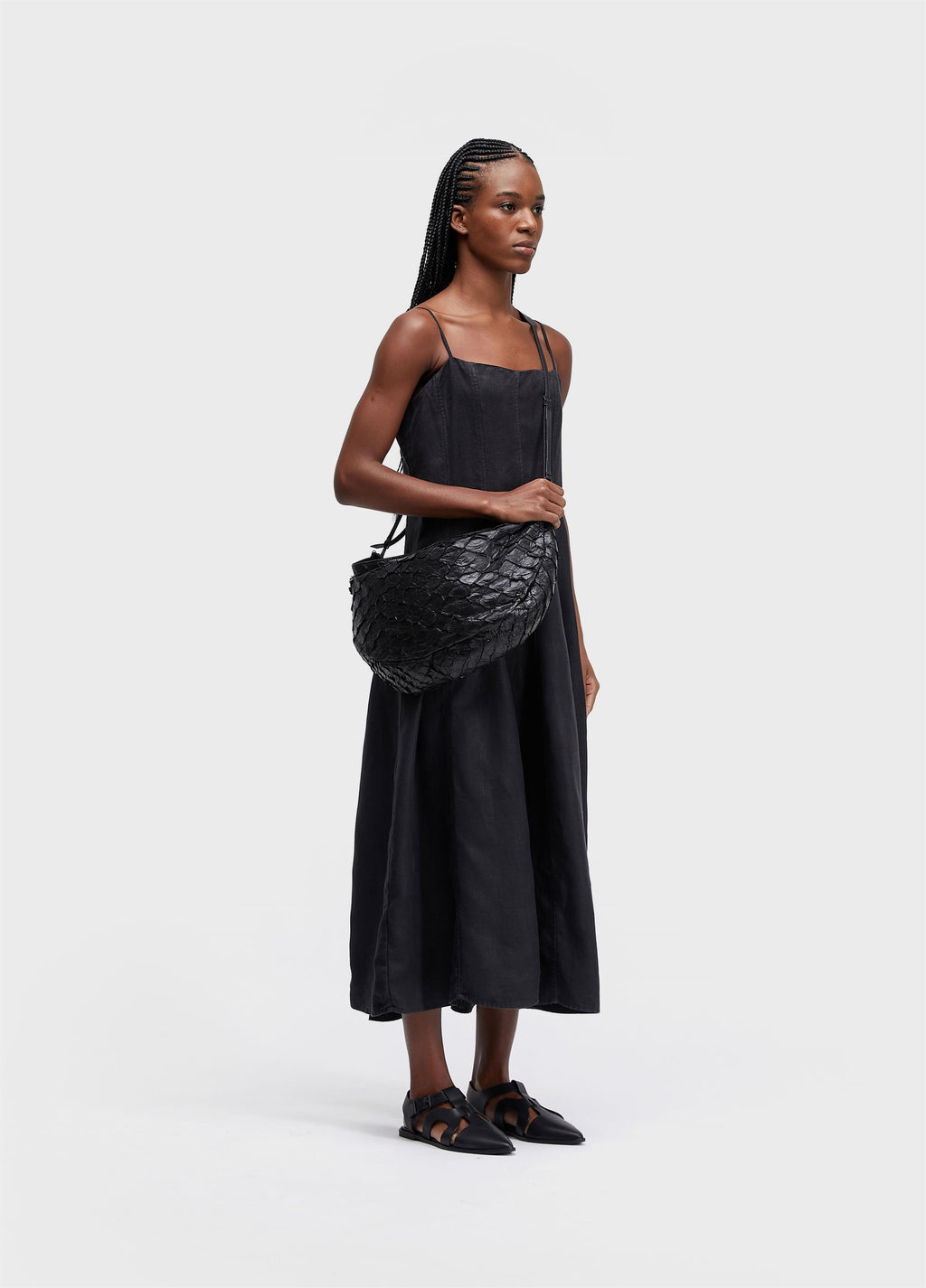 Vestido Alças Pespontos Linen Preto – Osklen – foto 3