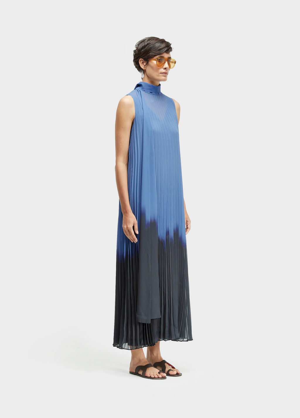 Vestido Gola Plissado Blurred Blue Azul/Azul Escuro – Osklen – foto 2