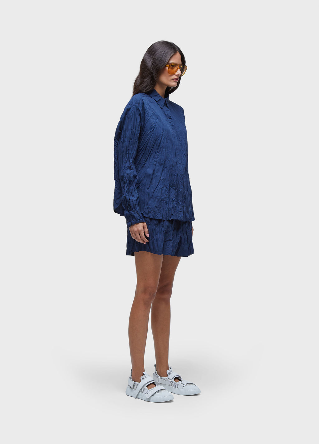 Camisa ML Tricoline Wrinkled Azul Marinho – Osklen – foto 4