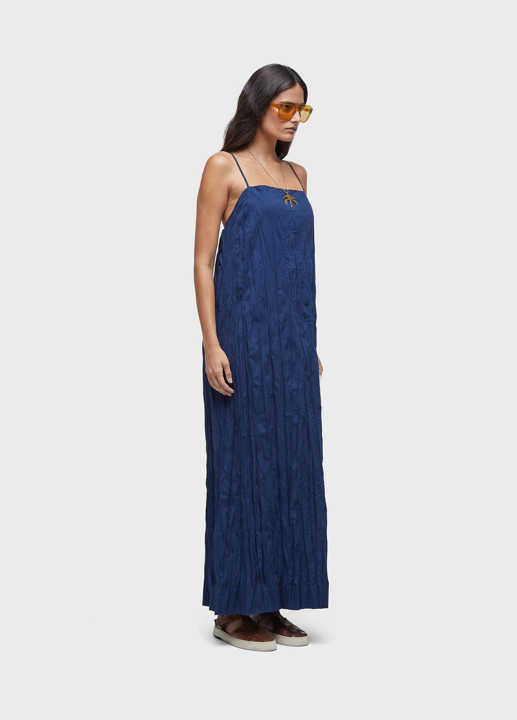 Vestido Pleat Midi Marinho – Osklen – foto 2