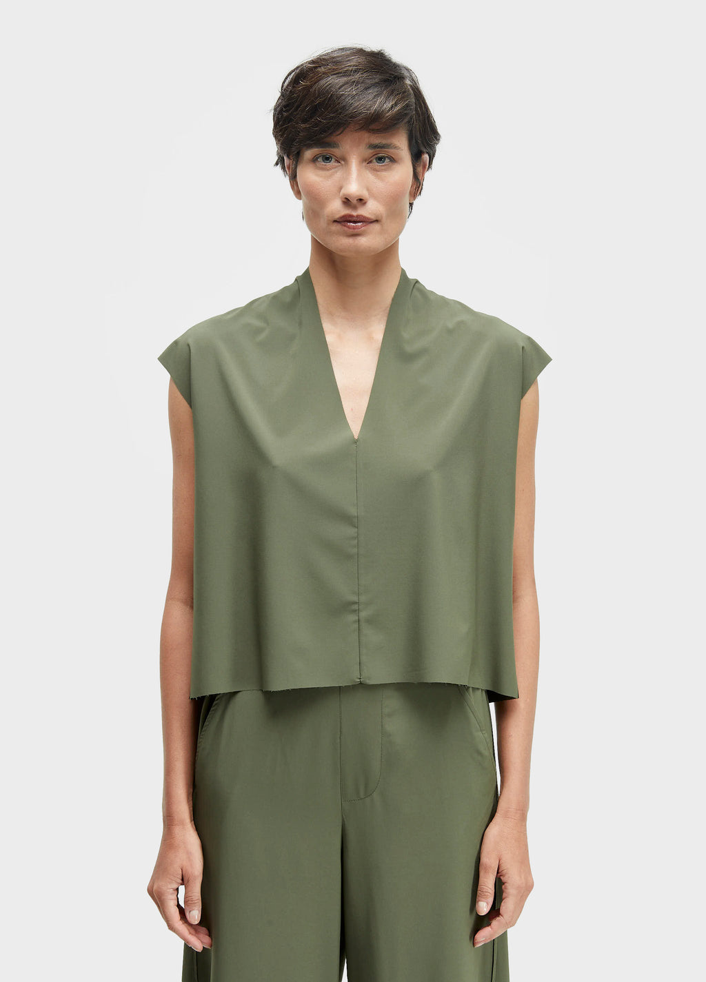 Blusa Sleeveless V Superlight Forest – Osklen – foto 1