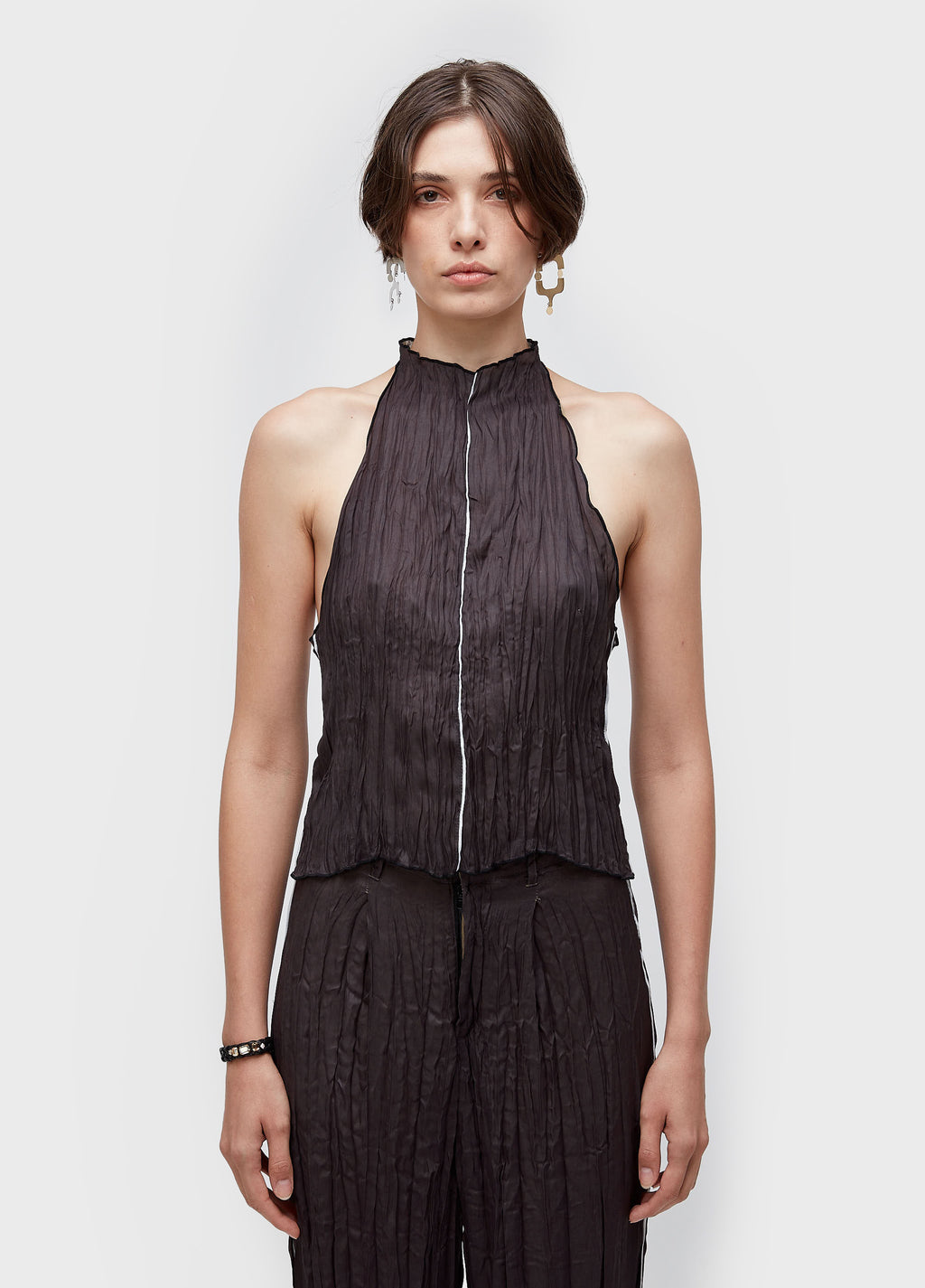 Blusa Raglan Wrinkled Satin Double Face Preto/Caqui – Osklen – foto 1